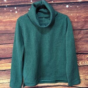 J. Crew Teal Herringbone Cowl Neck Sweater